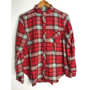 Abercrombie & Fitch Red Plaid Long Sleeve Pearl Snap Men's Medium Shirt